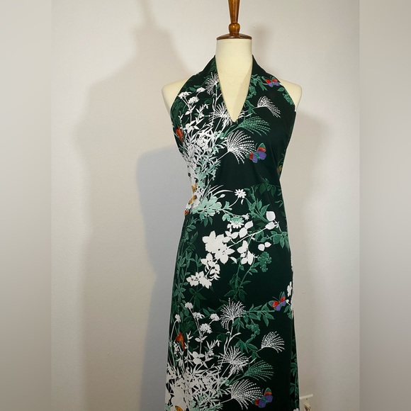 70s VTG Butterfly Maxi Dress and Fringe Shawl - Picture 12 of 17